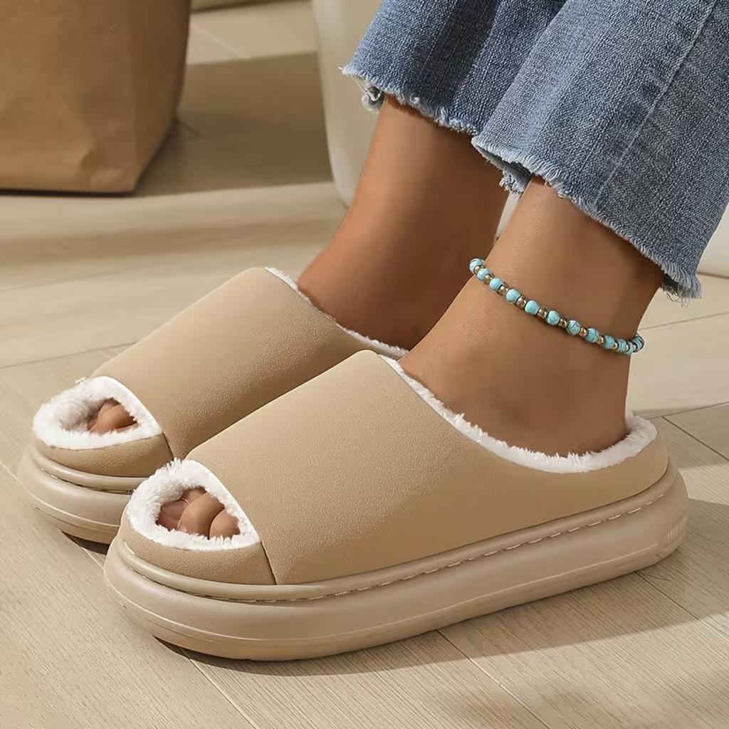 Unisex Stylish And Versatile Slippers With A Plush For Warmth And Slip Design Women Bedroom Slippers