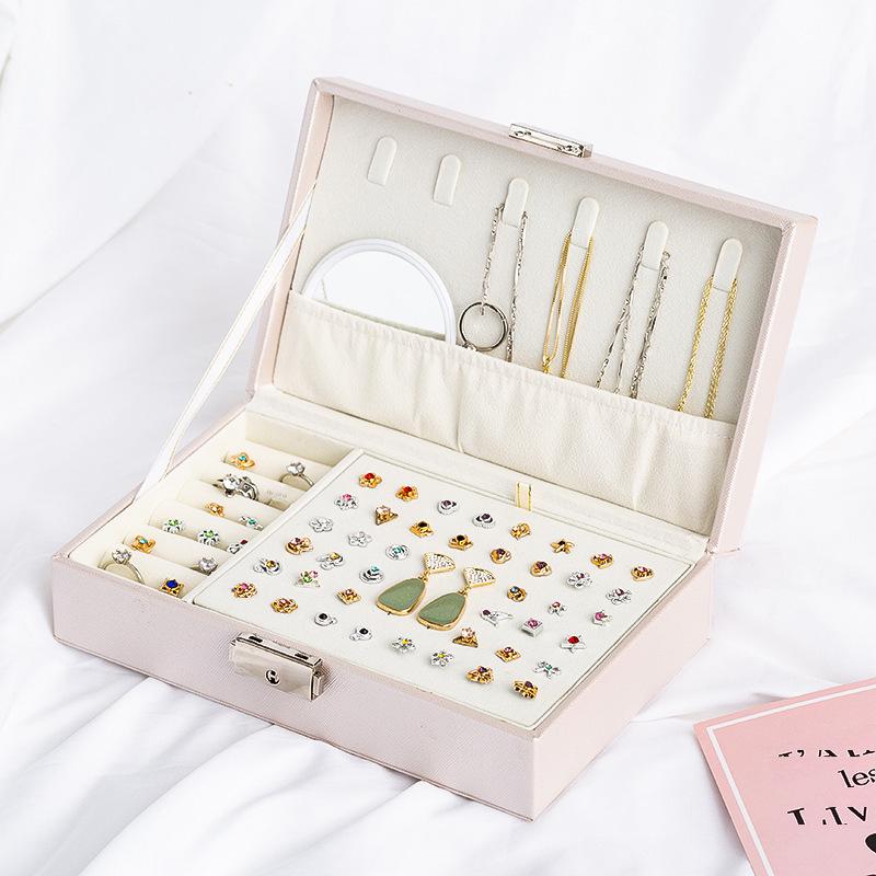 Portable Multifunctional Jewelry Organizer Box for Earrings, Rings, and Necklaces