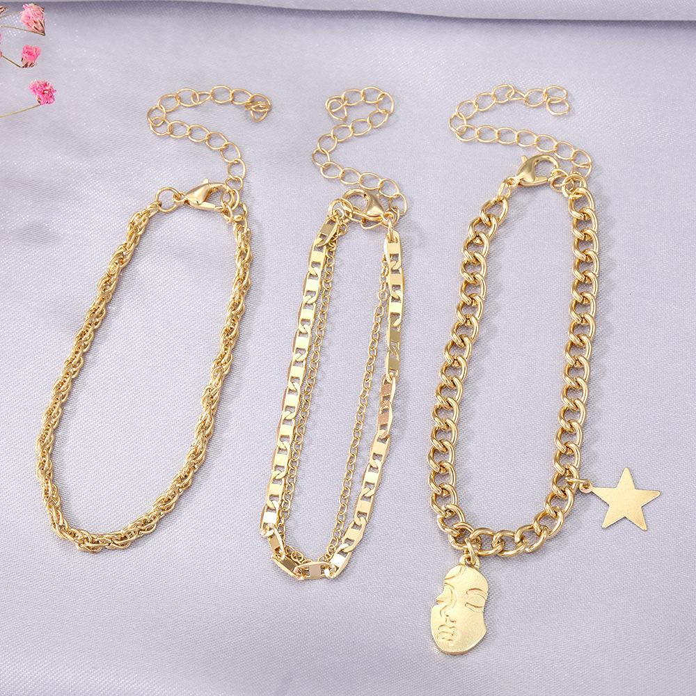 Charm Stackable Bracelet Suitable For Daily Wear A Gift 4pcs/set For Holidays Simple Vacation Women's Star Classic Chain Design