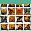 Cotton Linen Halloween Sofa Decor Cushion Cover With Stylish Pumpkin Design