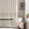 Simple Tassel Striped Bathroom Curtain – Printed Bamboo Joint Fabric, Privacy Shower Partition, Waterproof & Heavy Duty (Hooks Included)