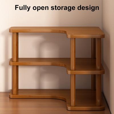 Étagère de Rangement de Bureau en Bois Multifonctionnelle Organisateur de Table à Thé Design d'Angle 2/3 Niveaux Support de Rangement de Bureau