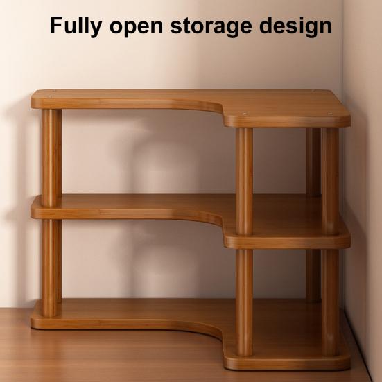 Wooden Desktop Storage Rack Multi-Functional Tea Table Organizer Corner Design 45691 Layer Desk Storage Stand