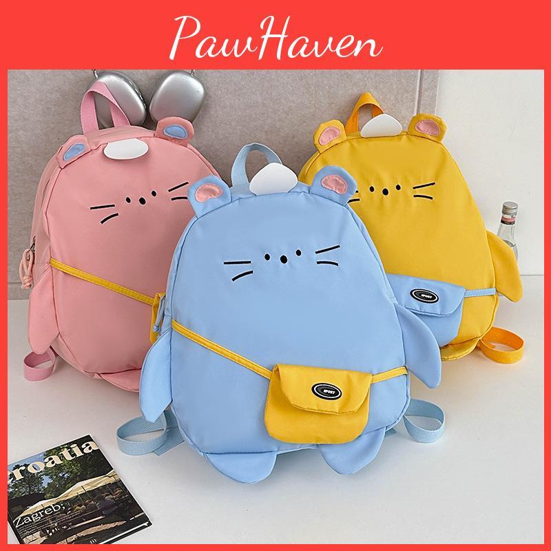 Cartoon Cute Cat Kids Backpack Lightweight Nylon Bag For School And Outdoor Use