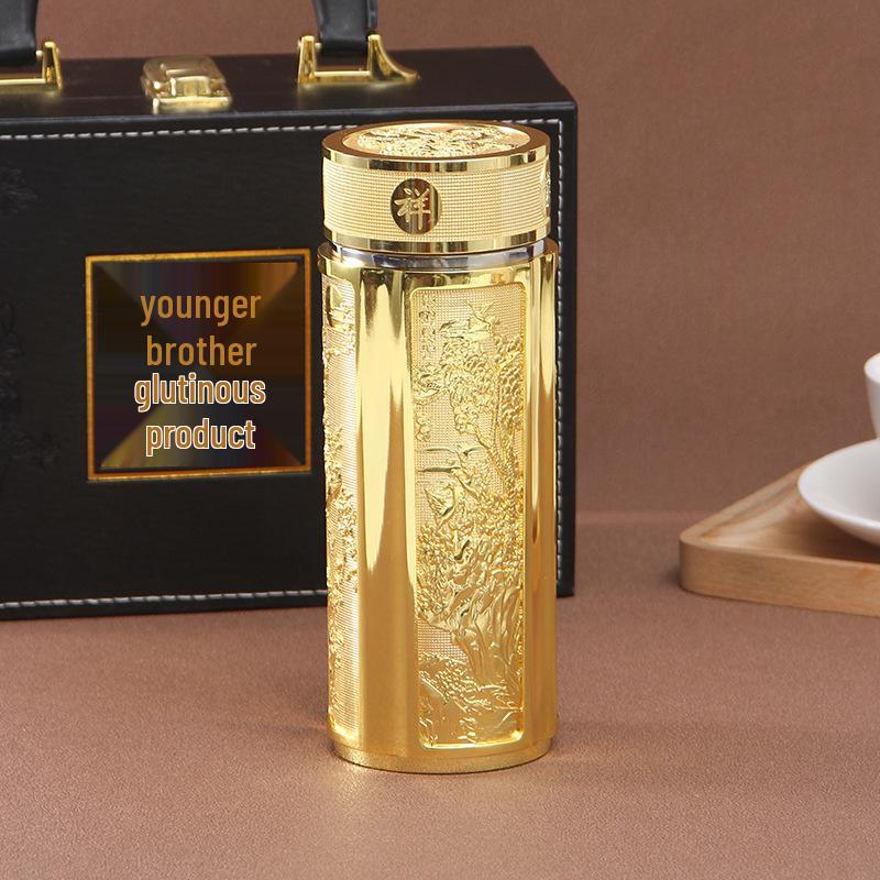 Reinsilber 9999 Thermalwasserbecher - Neun Drachen, Hundert Segnungen, Drachen & Phönix Design