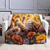 Multi Size Kitten with Colorful Flowers Pattern Blanket Flannel Material Soft Warm for All Seasons Home Outdoor Camping Picnics