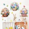 Easter Floral Eggs Basket Wall Sticker Self-Adhesive Removable for Bedroom Living Room Home Decor