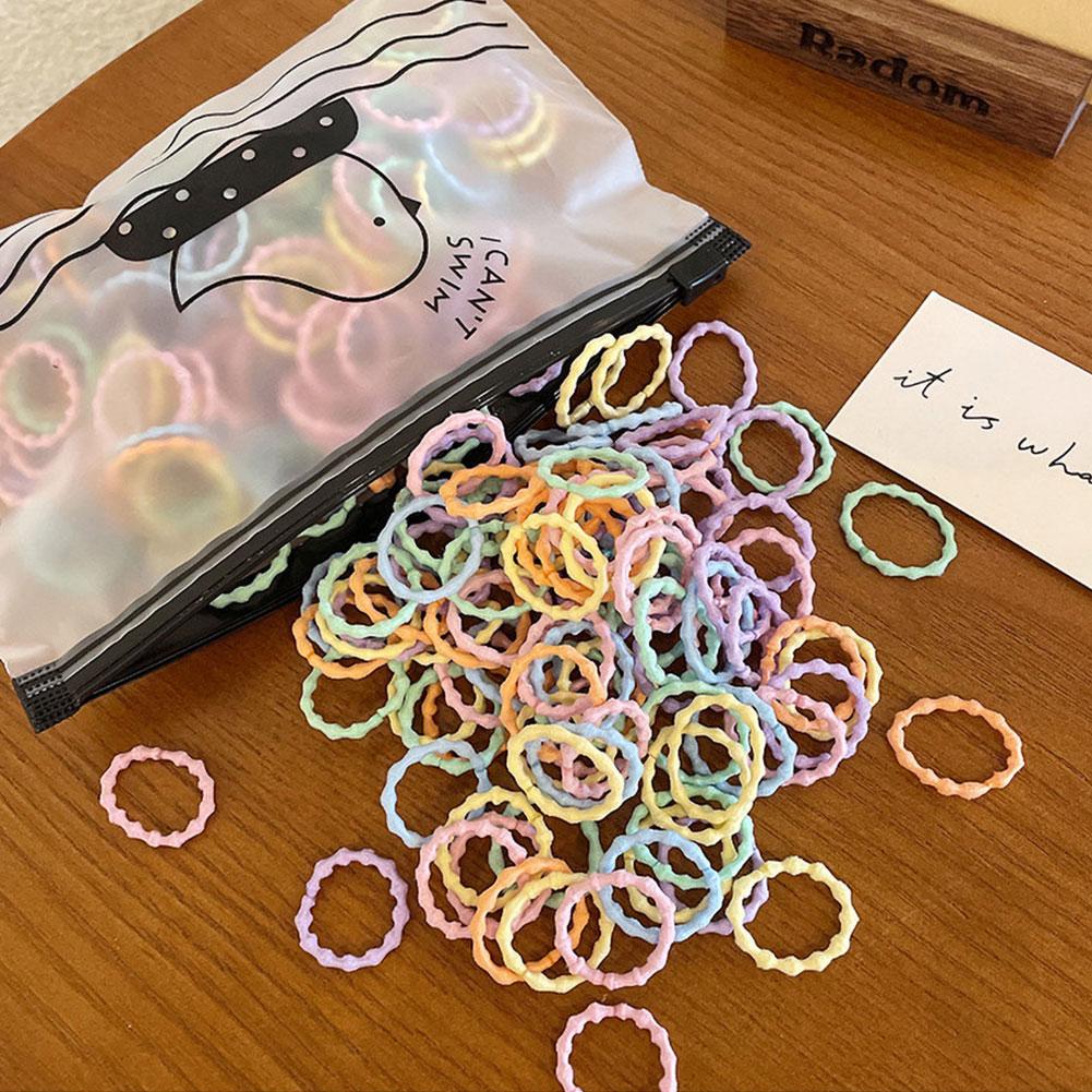 100Pcs/Lot Cute Girls Hair Accessories Rubber Hair Bands Fashion Colorful Elastic Hair Ties Rubber Bands Daily Festival Gifts