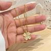 Lucky Clover Necklace Women'S Gold-Plated Cat'S Eye Delicate Petal Clavicle Chain Simple Temperament Women'S Neck Chain