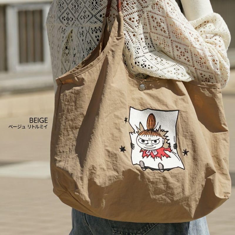 [Moomin] Tote Bag, Large Capacity, Embroidered, RMPK-01, Beige (Little My)
