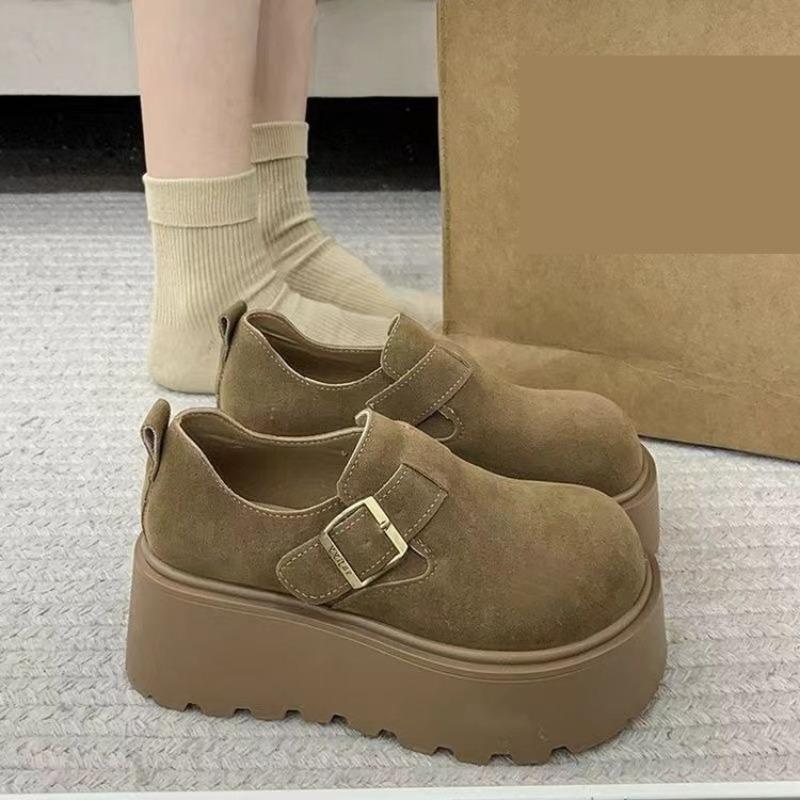 Autumn Retro Small Man Heightening Platform Single Shoes Women's New Retro Versatile