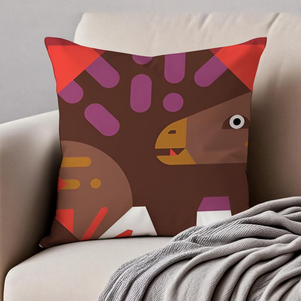 Minimalist Simple Animal Anime Art Cushion Cover Pillowcase Antidustmite Invisible Zipper Short Plush Sofa Cushion