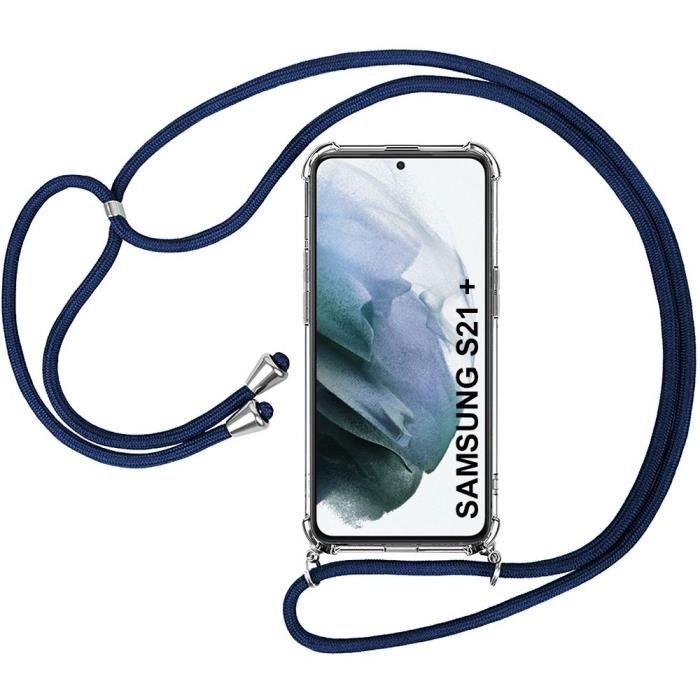Coque et Tour de Cou - Samsung - S21 Plus - TPU AntiChoc - Cordon Réglable - Bleu Marine