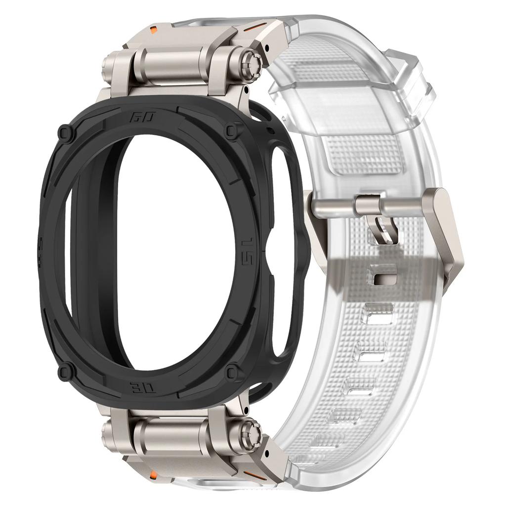 Case+Strap For Samsung Galaxy Watch 7 Ultra Soft TPU Silicone Band Metal Case for Samsung Galaxy Watch 7 Ultra No Gaps Bracelet