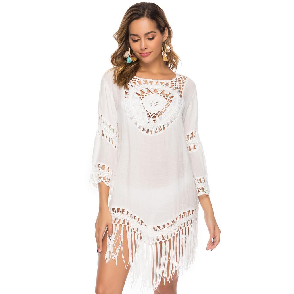Women's Smock Patchwork Loose Fringe Vacation Style Beach Smock