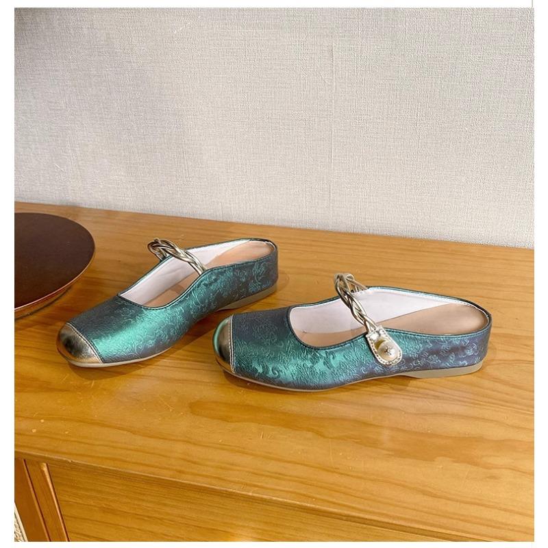 

Внутренняя высота усиливает ощущение высококлассных туфель Мэри Джейн для новой женской верхней одежды, лето с юбкой, сумка на носок и полушлепанцы 35 зелёный