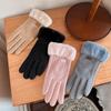 Winter Thickened Plush Gloves Womens Leather Glove All Finger Warmth Cold Proof Single Color Elegant Mittens Stylish Accessories
