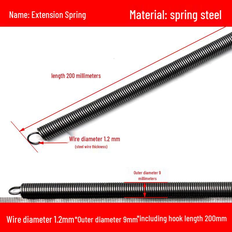 1.2mm Wire Extension Spring with Hook - Soft Tensile Force Spring Accessory