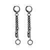 2pcs/set Black Or Silvery Unisex Punk Stainless Steel Cross Cone Feather Chain Pendant Hoop Earrings Ear Stud Jewelry Set