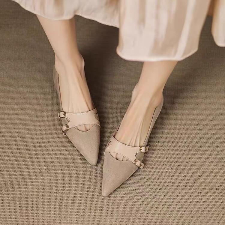 French Design Sense Pointed Head One Pedal Casual Shoes Women's 2025 Autumn New Retro Fashion Inner Height Increase Shallow Mouth Single Shoes