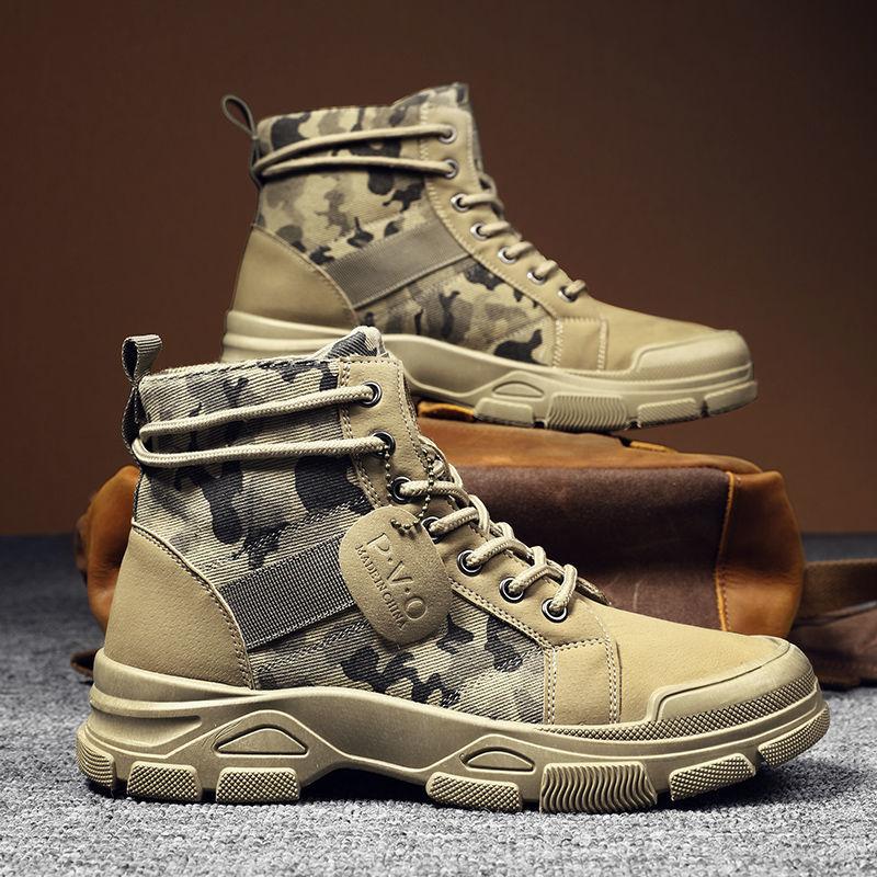 Men's Boots Winter Warm Men Boots Lace Up Camouflage Male Leather Shoes Outdoor Ankle Boot Big Size 39-44 Footwear