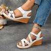 Damen Keilabsatz Sandalen, Damensandalen mit dicker Sohle in Übergröße
