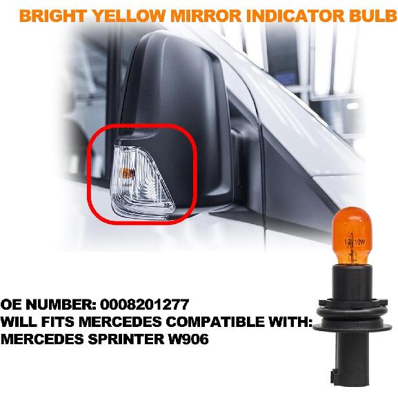 Sprinter Rear View Side Mirror Turn Signal Corner Bulb Indicator Light Lamp Bulb for Mercedes Dodge Sprinter W906 for VW CRAFTER 2006-2018 0008201277