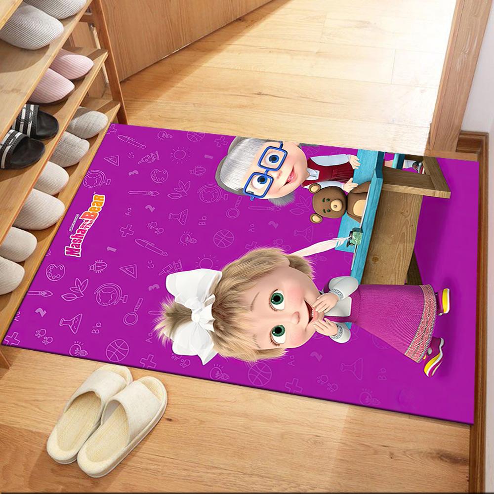 Masha Bear Floor Rug Office Rug Suitable for Balcony Playrooms Dormitory Kitchen Anti-slip Rug Decorate Offices Birthday/Christmas Gift