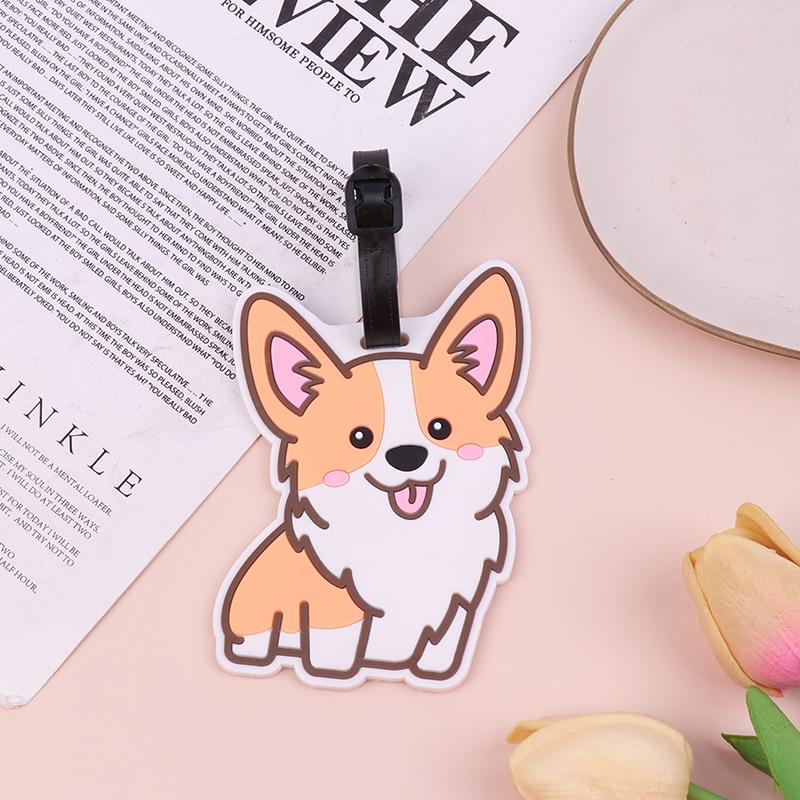 1Pc Luggage Tag Cute Corgi Panda Suitcase Portable Travel Label Accessories