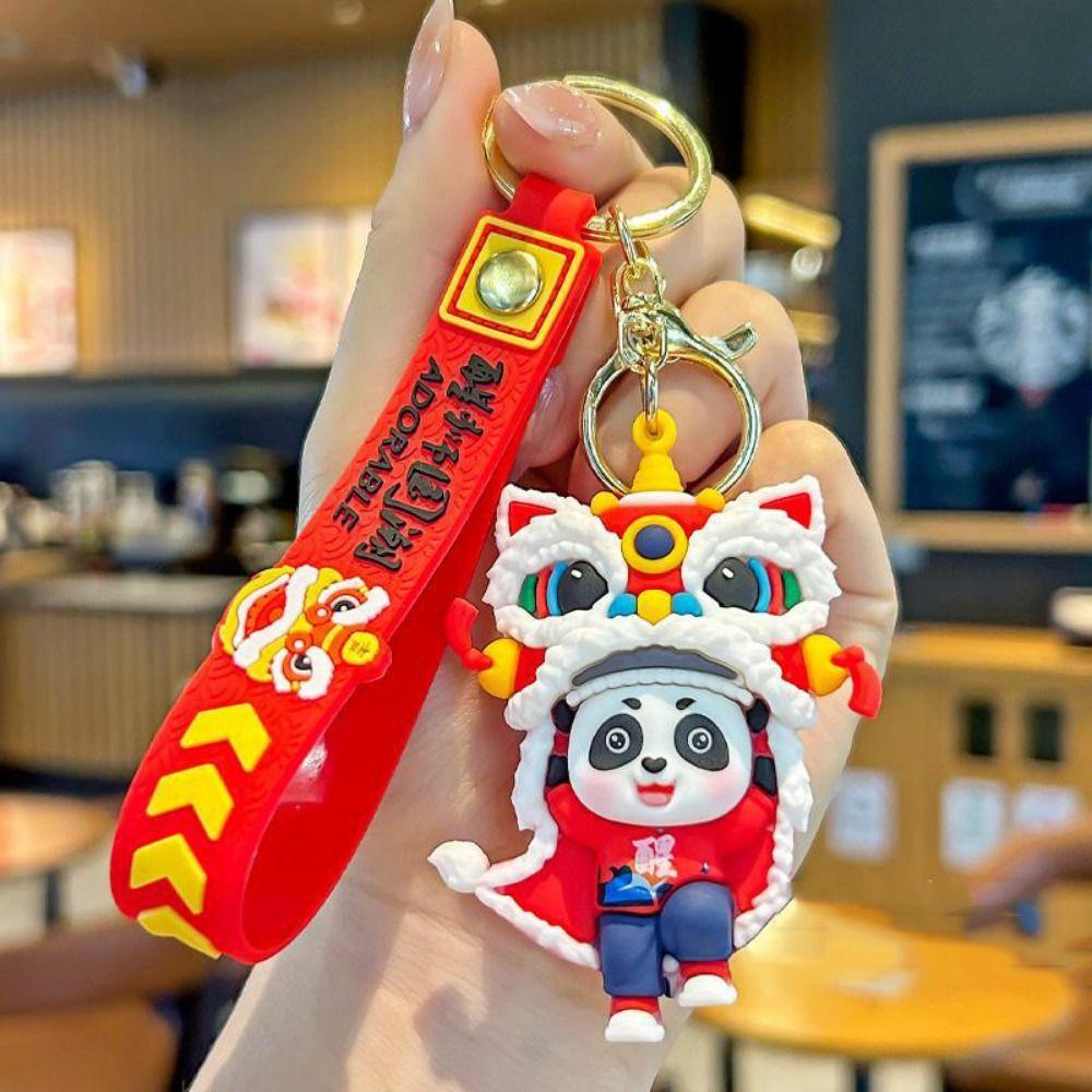 Small Pendants Lion Dance Doll Creative Design Animal Keychain Lion Dance Keychain  Car Keys