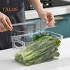 Food Storage Box Non-skid Bottom Transparent with Handle And 2 Removable Divider Vegetable Fruit Caddy Bin Fridge Pantry Kitchen Snacks Seasoning Tea