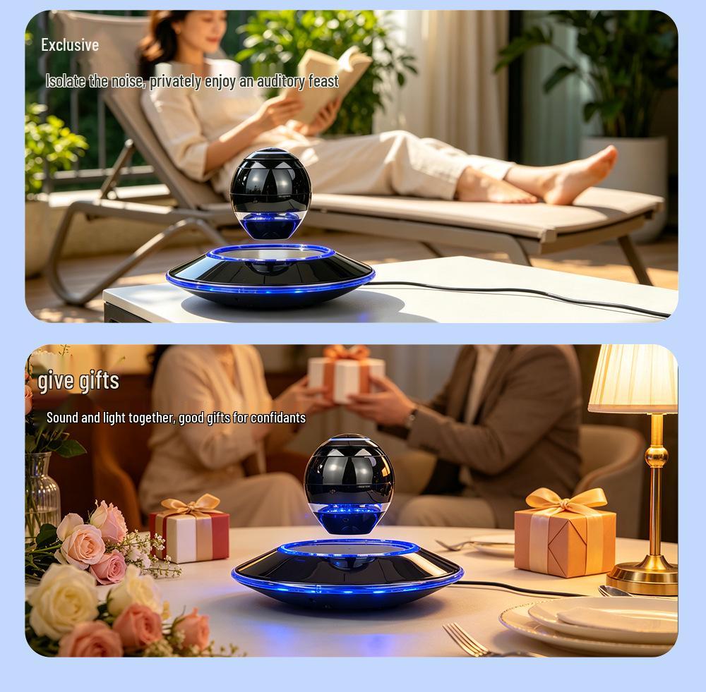 Bluetooth Speaker: Magnetic Levitation Ornament for Rotating Desktop Audio Décor