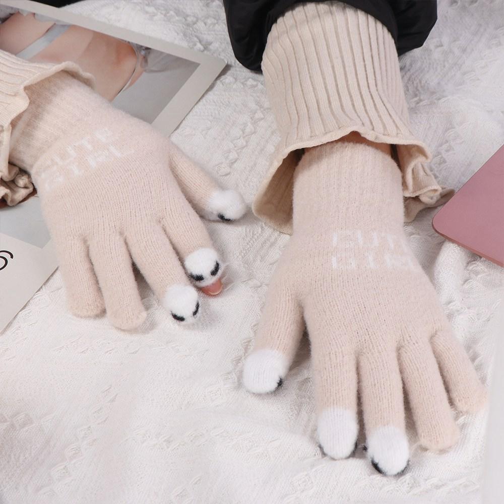 Plush Knitted Gloves Warm Cute Velvet Gloves Soft Fluffy Mittens  Male