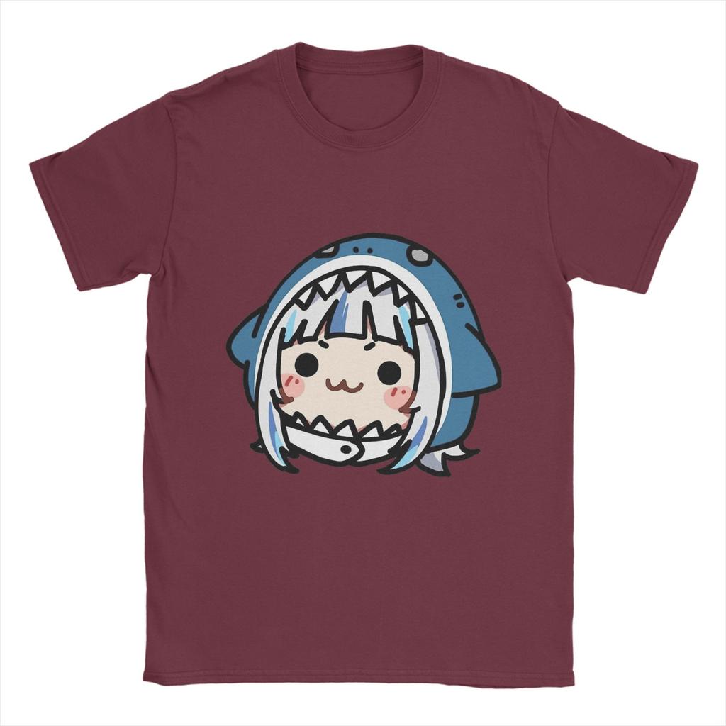 Gawr Gura Chibi T Shirt Beach  Hip Hop T-Shirts Men Pure Cotton Comfortable Oversized Clothes Short-Sleeved Y2K Funny Tshirt