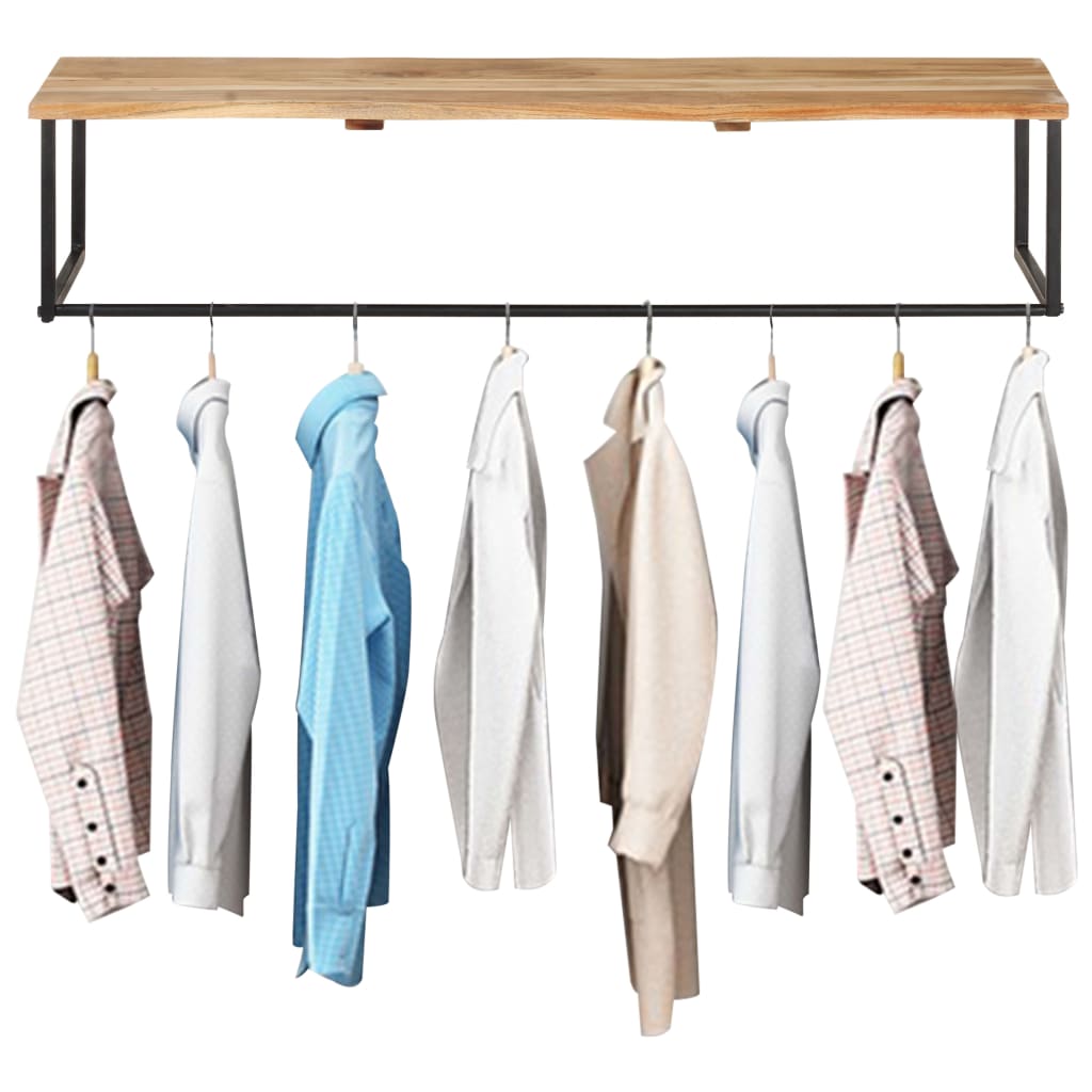 Coat Rack with Natural Edge 100 X 35 X 22 Cm Solid Acacia Wood