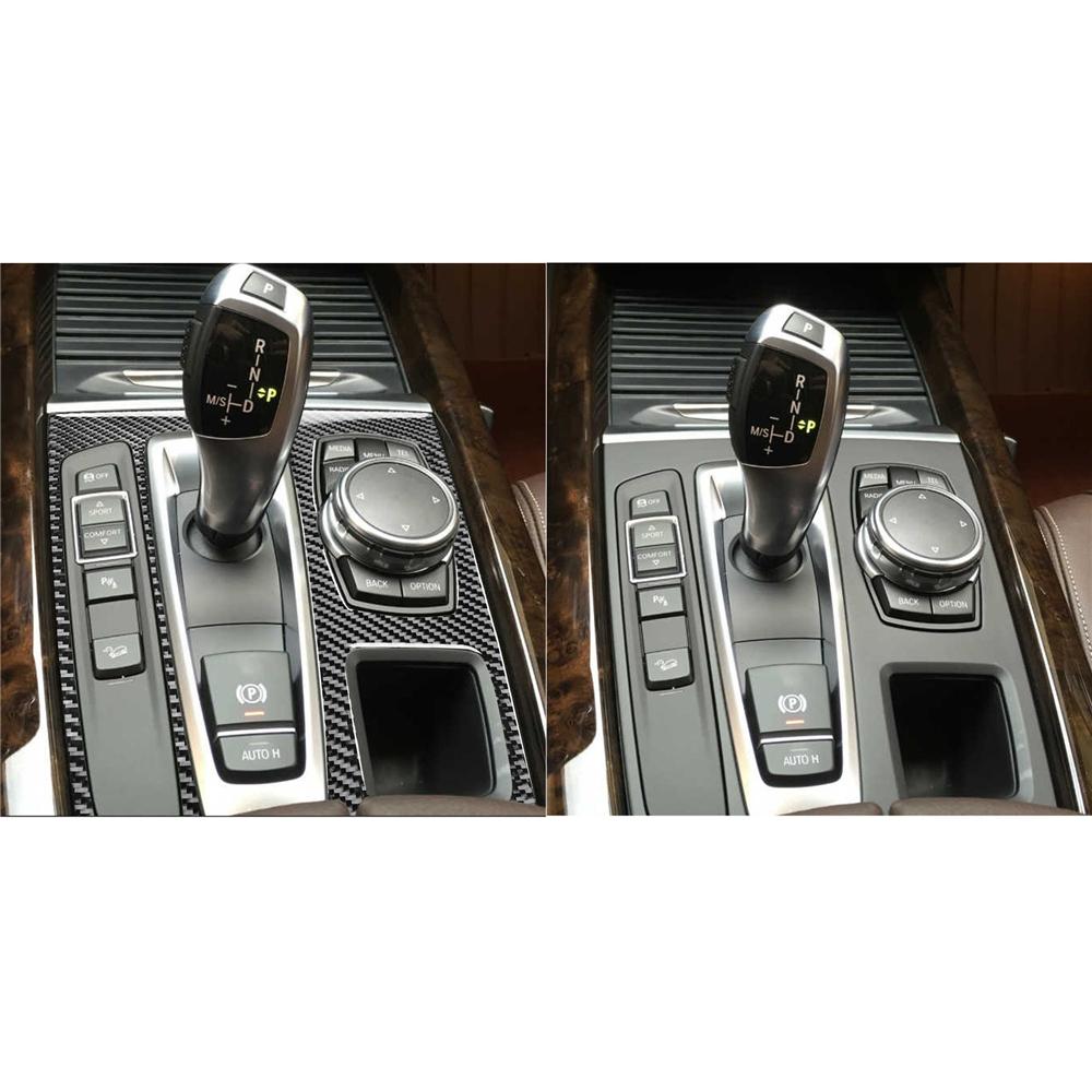 Car Front Gear Shift Panel Cover Trim Carbon Fiber For Bmw X5 F15 Lhd 2014-2018