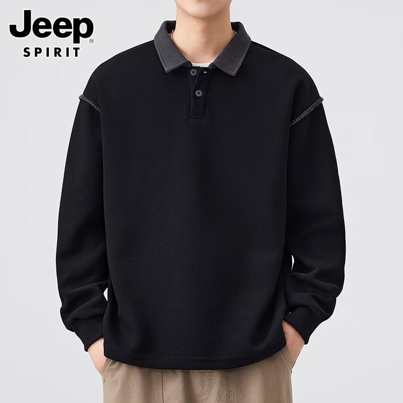 Jeep Spirit Men s Lapel Long-Sleeve Sweatshirt 2XL