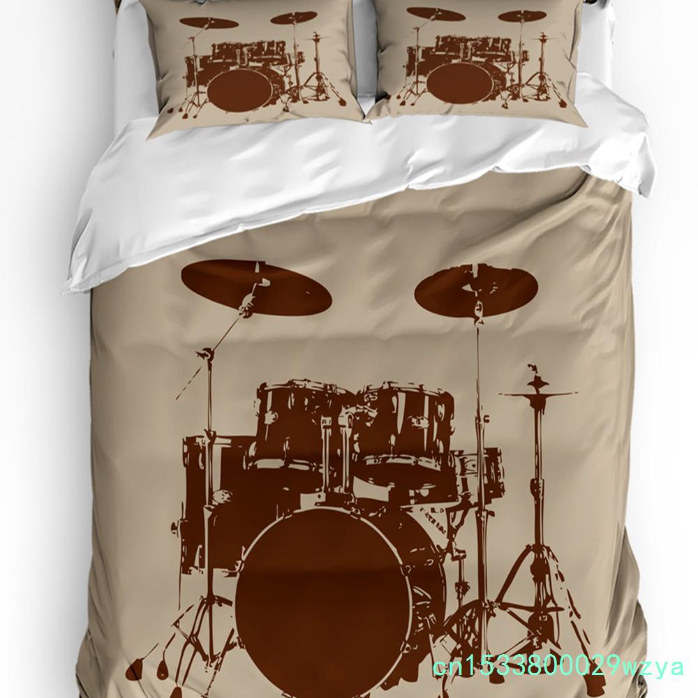 Jazz Drum Music Equipment Bedding Set 3pcs Boys Girls Duvet Cover Pillowcase Kids Adult Quilt Cover Double Bed Set Home Textile