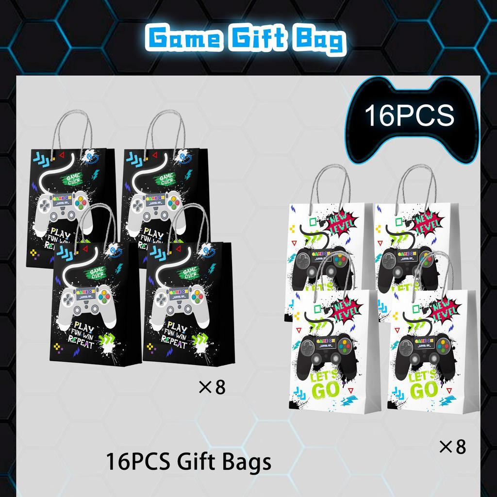 Gamer Party Bags, 16 Pcs Video Game Goodie Bags Set Party Favor Bags Gaming Birthday Gift Bag for Video Game Birthday Decorations