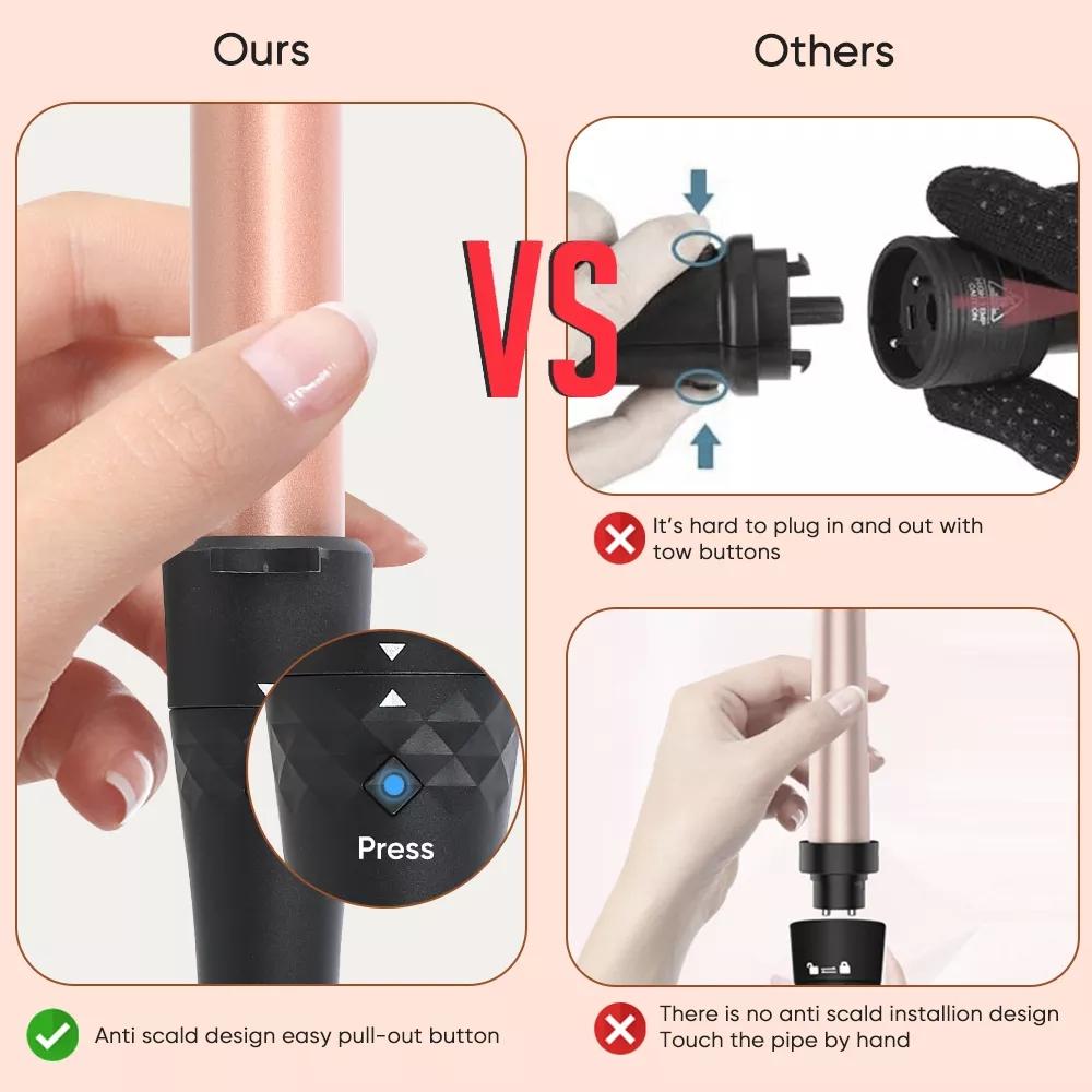 OEM ODM 5-in-1 Ceramic Curler Integrated Color Body & Wire PTC Fast Heat Auto Lock Function Home Salon Use Dual Voltage