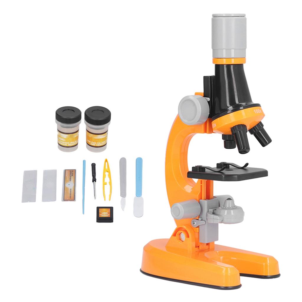 Kids Microscope Kit LED 1200X Microscope with Specimen Slides Science Educational Toy Birthday Gift