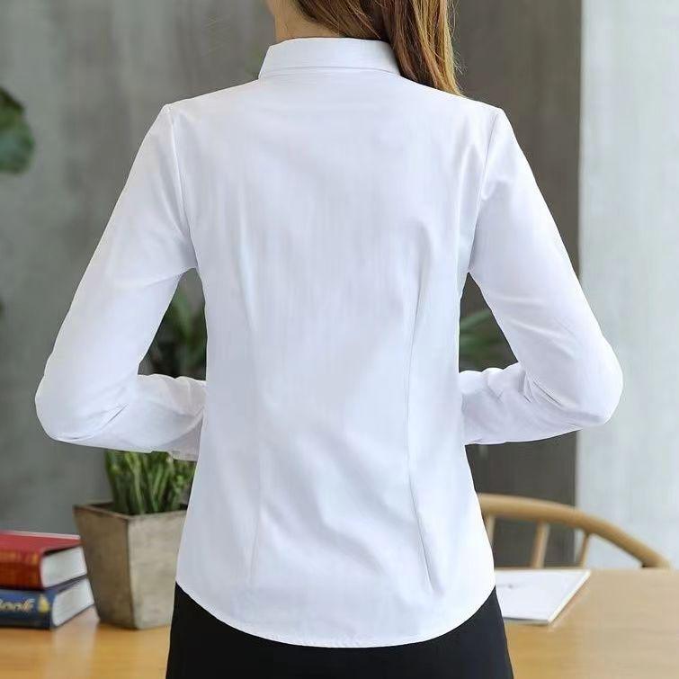 Kadın Kore Tarzı Uzun Kollu Çok Renkli Slim Fit Beyaz Gömlek - Öğrenciler İçin Profesyonel İş Kıyafetleri