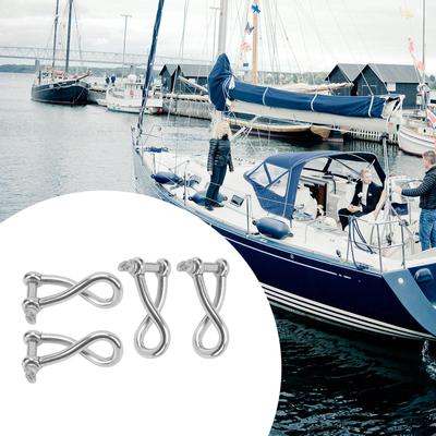4/5/6/8/10/12mm Twisted Shackle Screw Pin Rustproof Screw Pin Shackle for Sailing Marine Grade Stainless Twist Shackle