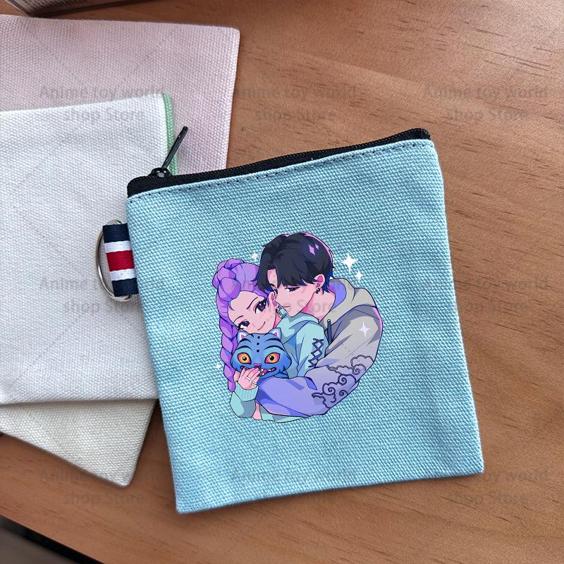 KPop Demon Hunters Makeup Bag Women Cute Anime Canvas Multicolored Pencil Case Zipper Hand-carried Finishing Storage Bags Gift