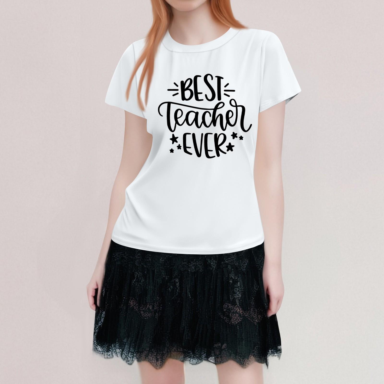 

Женская повседневная футболка с круглым вырезом и короткими рукавами с принтом S белый