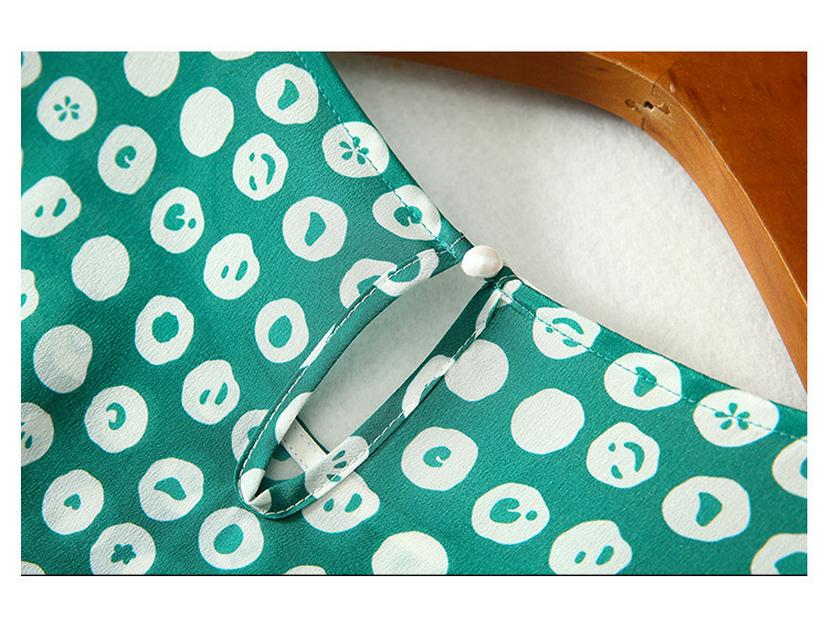 Mid-Length Silk Dress with Polka Dot Print