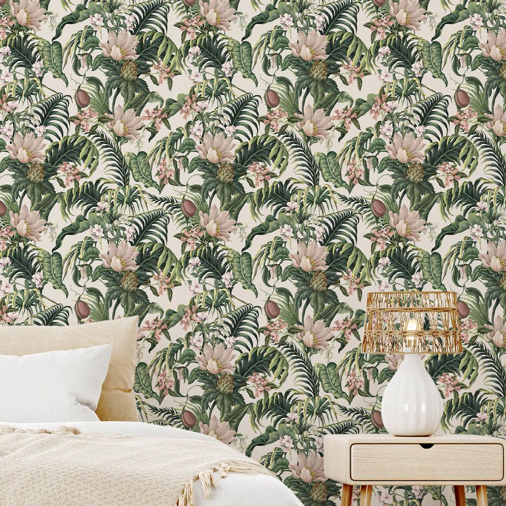 Thickened Wallpaper Self-Adhesive High-End Wall Decoration Flower Green Plant Wall Sticker Room Decoration