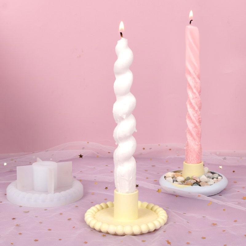 Round Candlestick Silicone Mold Gypsum Plaster Mold Lipstick Holder Tray Mold for DIY Jewelry Organizer Home Craft Decor