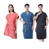 Unisex Plaid Absorbent Bath Towel Robe - Short Sleeve Couplet for Men and Women
