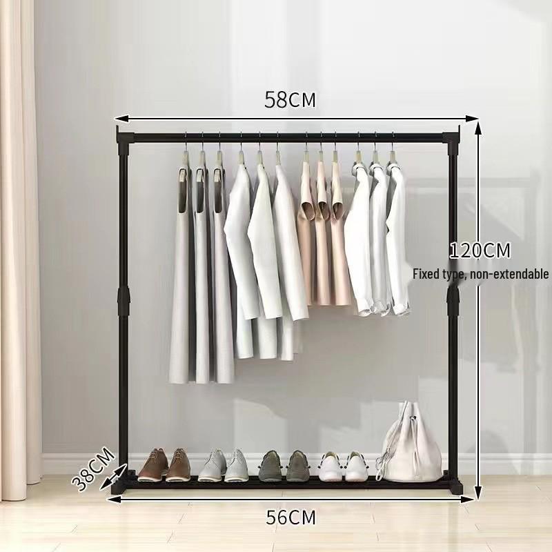 Indoor Double-Rod Floor-Standing Clothes Rack for Balcony or Bedroom